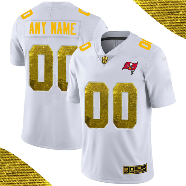 Men's Tampa Bay Buccaneers ACTIVE PLAYER White Custom Gold Fashion Edition Limited Stitched NFL Jersey - Click Image to Close